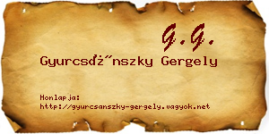 Gyurcsánszky Gergely névjegykártya